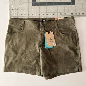 NWT Prana Halle II camo green 5" shorts - W size 12